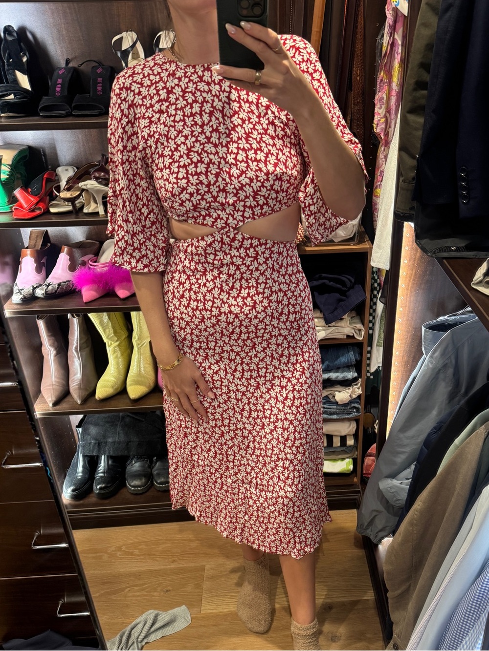 Reformation Red Floral Dress Size 2 - Picture 6 of 6